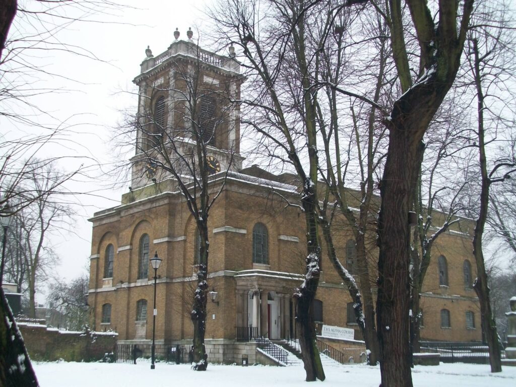 Holloway, St Mary Magdalene in the snow.