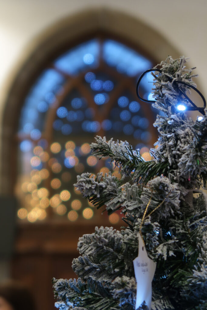 Christmas lights in the tower