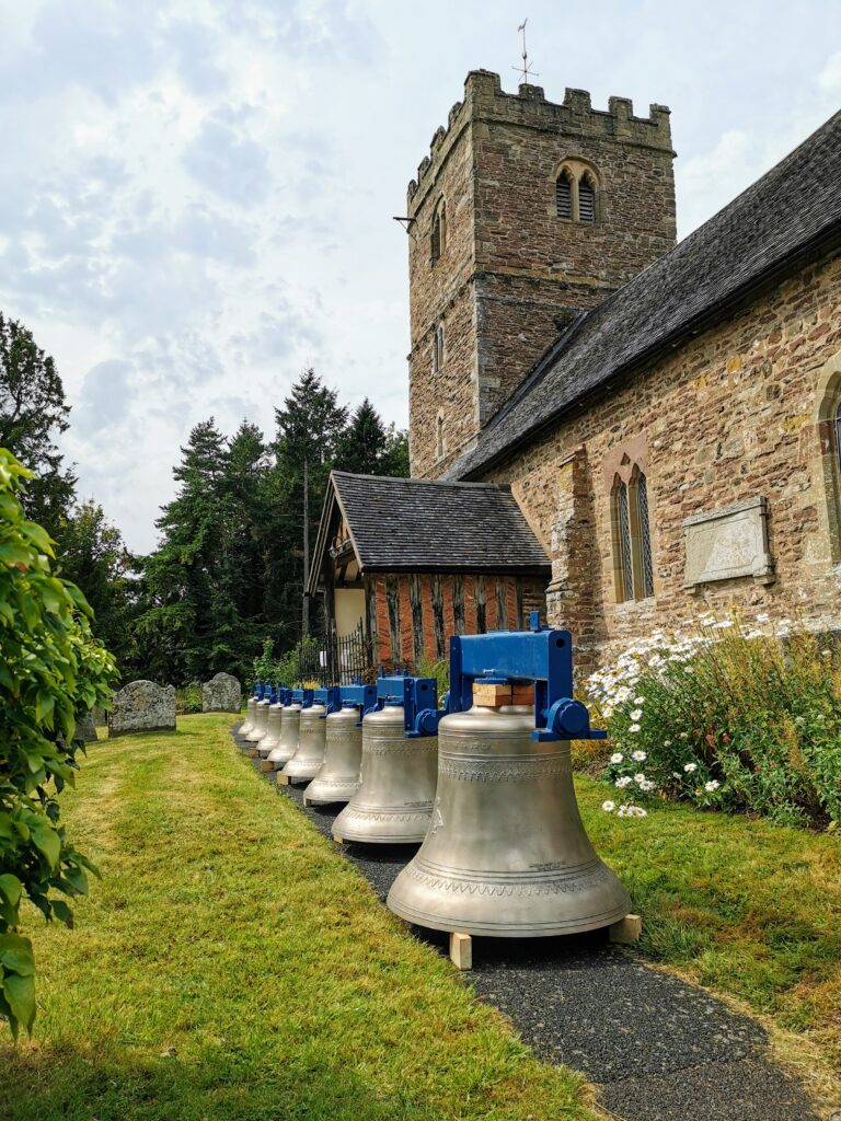 New ring of 8 bells installed at St Milburga's, Stoke St Milborough in August 2020