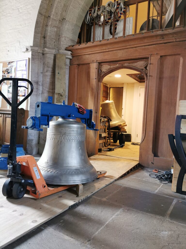 New ring of 8 bells installed at St Milburga's, Stoke St Milborough in August 2020