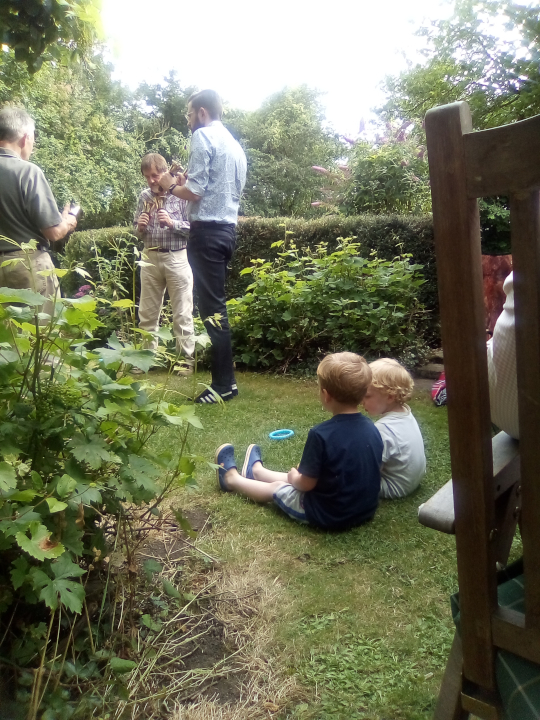 Handbell Ringing in the garden at the Offton BBQ.