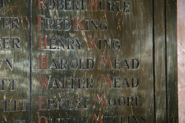 Detail on memorial plaque in church