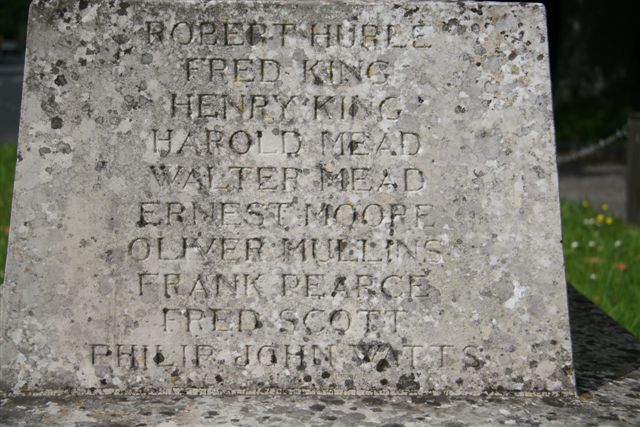 Names panel on War memorial in village