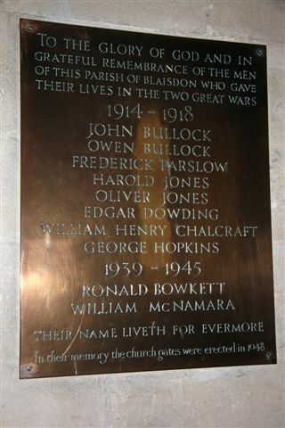 Memorial plaque in church