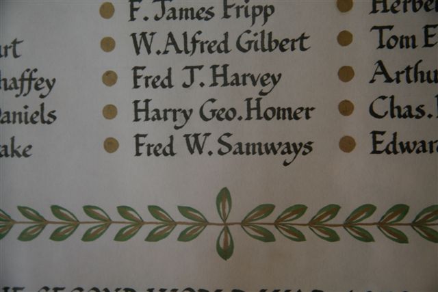 Detail on Roll of Honour, Hilton Parish 