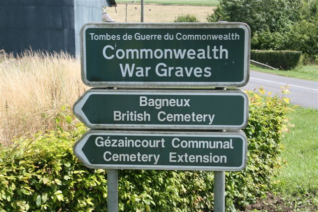 Group sign for Bagneux and Gezaincourt Cemeteries