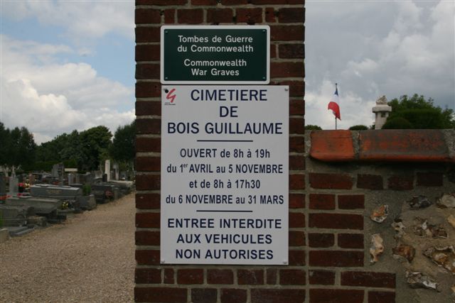 CWGC sign at main entrance to Bois Guillaume Cemeteries