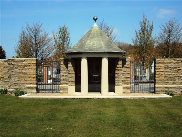 Shelter in cemetery side of entrance