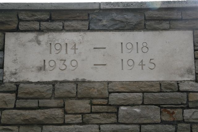Cemetery dates inscribed on wall to right of entrance