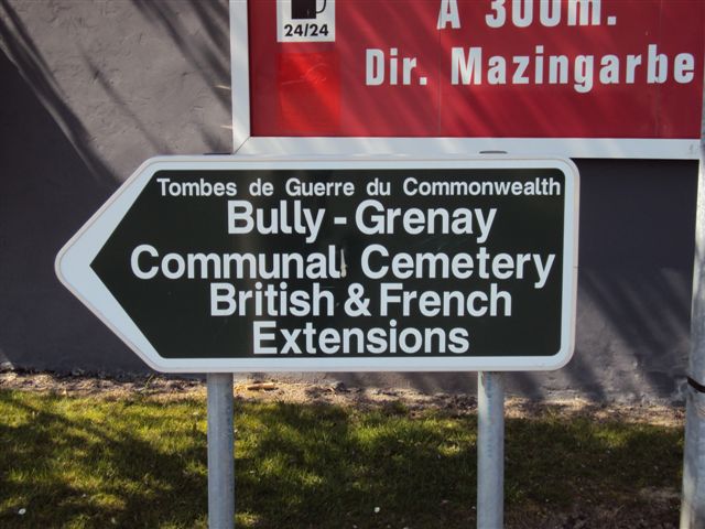 Signpost to Bully-Grenay Cemetery Extensions