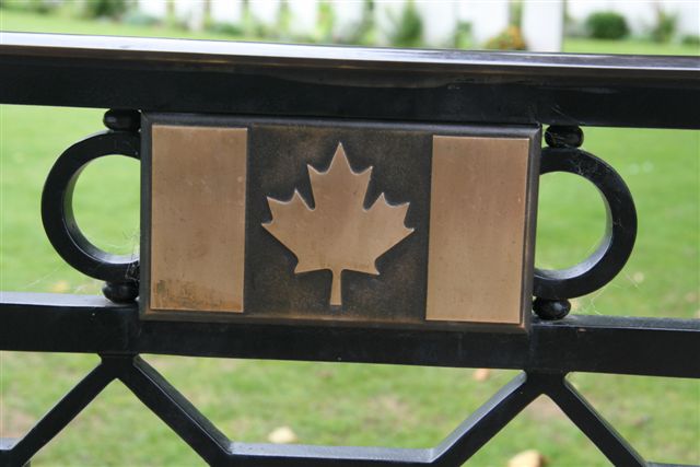 Canadian flag panel on entrance gate
