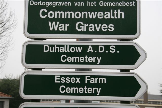Signpost for Duhallow A. D. S. and Essex Farm Cemeteries