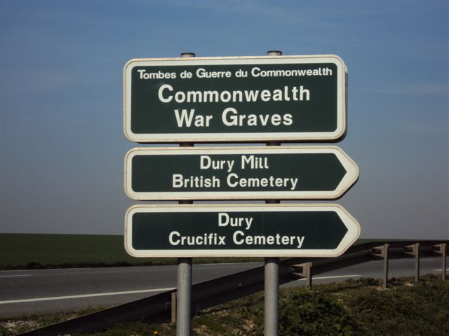 Signpost for Dury Mill and Crucifix Cemeteries