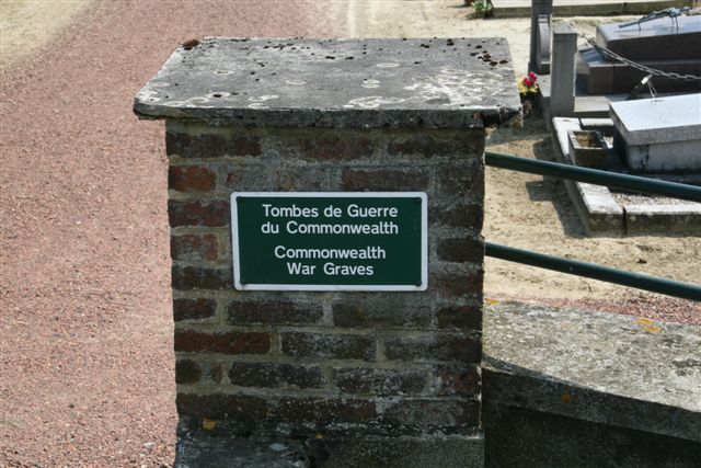 CWGC sign at entrance to Communal Cemetery
