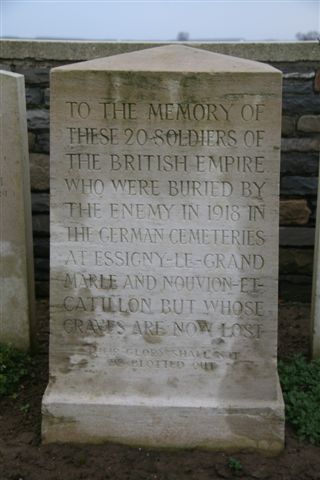 Memorial to 20 soldiers including Pte. John Nuttall