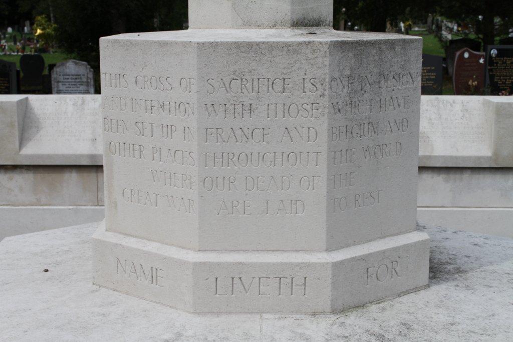 Dedication inscription on base of Cross of Sacrifice