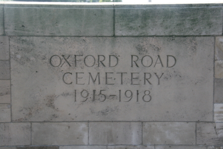 Detail of entry showing cemetery name
