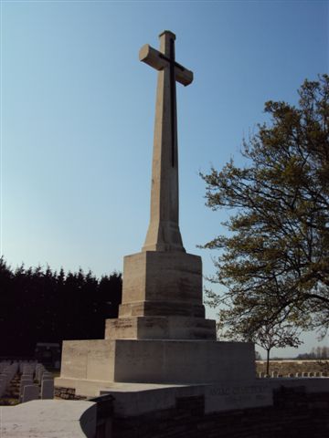 Cross of Sacrifice in adjacent ANZAC cemetery